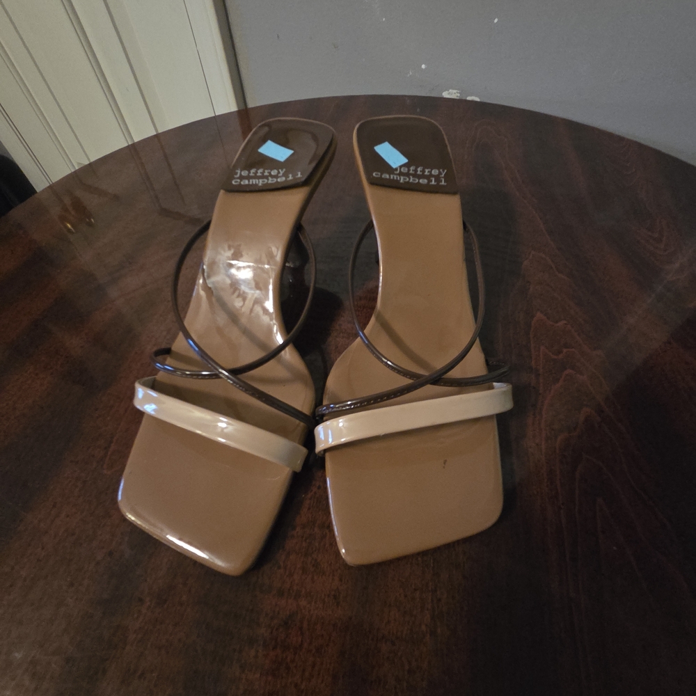 Jeffrey Campbell Women's Tan and Cream Sandals Size 6.5 womens